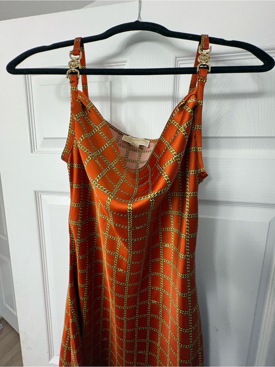 Michael Kors Dresses & Skirts - Michael Kors Orange Slip Dress with Gold Chain Print